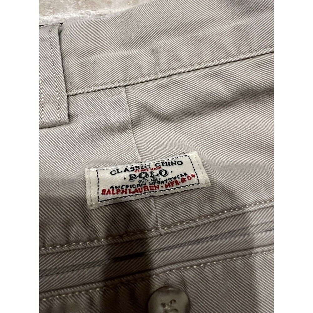 Vtg Polo Ralph Lauren Andrew Pant Mens 38x34 Khaki Pleated Chino 100% Cotton - Picture 10 of 10